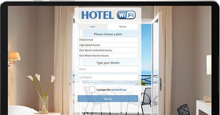 Hotel WiFi Signup page